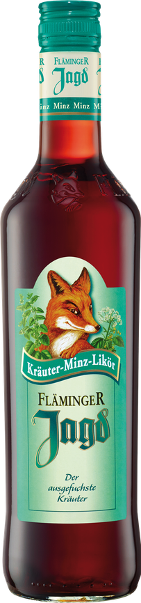 Flasche Fläminger Jagd Kräuter-Minz-Likör freigestellt