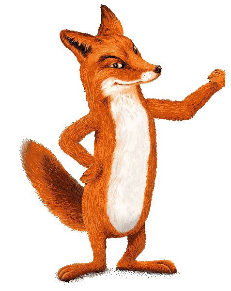 Animierter Fläminger Jagd Fuchs spannt die Muskeln an